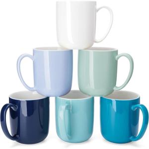 imageSweese Porcelain Coffee Mugs Set of 6 20oz Large Coffee Mugs Porcelain with Big Handle Assorted Colors Oversized Cups for Latte Cocoa Tea Festival Gift Microwave SafeBlue