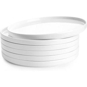 imageSweese Porcelain Flat Dessert Plates Set of 678 Inch Salad Plates for Kitchen Small Appetizer Small Dish Set Microwave ampamp Dishwasher Safe Scratch Resistant  Elegant White Glaze105 Inch