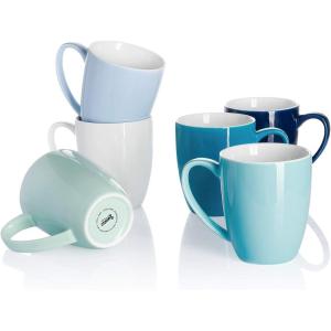 imageSweese Porcelain Mugs  12 Ounce for Coffee Tea Mocha and Mulled Drinks  Set of 6 WhiteCold Assorted Colors