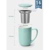 imageSweese 16 OZ Porcelain Tea Mug with Infuser and Lid Loose Leaf Tea Cup Gifts for Tea Lover TurquoiseMint Green