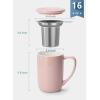 imageSweese 16 OZ Porcelain Tea Mug with Infuser and Lid Loose Leaf Tea Cup Gifts for Tea Lover TurquoisePink