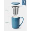 imageSweese 16 OZ Porcelain Tea Mug with Infuser and Lid Loose Leaf Tea Cup Gifts for Tea Lover TurquoiseSteel Blue