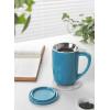 imageSweese 16 OZ Porcelain Tea Mug with Infuser and Lid Loose Leaf Tea Cup Gifts for Tea Lover TurquoiseSteel Blue