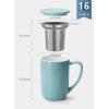 imageSweese 16 OZ Porcelain Tea Mug with Infuser and Lid Loose Leaf Tea Cup Gifts for Tea Lover TurquoiseTurquoise