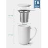 imageSweese 16 OZ Porcelain Tea Mug with Infuser and Lid Loose Leaf Tea Cup Gifts for Tea Lover TurquoiseWhite