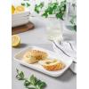imageSweese 8 Inch Rectangular Salad Plates Porcelain Dessert Plates Small White Serving Trays for Salad Fruit Sushi Appetizer and Parties  Stackable Set of 6 WhiteWhite