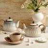 imageSweese Ceramic Teapot Beaded Retro Flower Glaze 1100ml37 oz Large Tea Pot for Loose Tea or Bags Enough for 4 Cups Nebula AmberNebula Amber