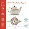 imageSweese Ceramic Teapot Beaded Retro Flower Glaze 1100ml37 oz Large Tea Pot for Loose Tea or Bags Enough for 4 Cups Nebula AmberNebula Amber