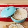 imageSweese Porcelain Tortilla Warmer Hold up to 12 Tortillas Ceramic Tortilla Server Tortilla Holder with Lid for Taco Tuesday Night Mexican Fiesta Party  Microwave ampamp Oven Safe WhiteTurquoise