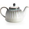 imageSweese Ceramic Teapot Beaded Retro Flower Glaze 1100ml37 oz Large Tea Pot for Loose Tea or Bags Enough for 4 Cups Nebula AmberNebula Blue
