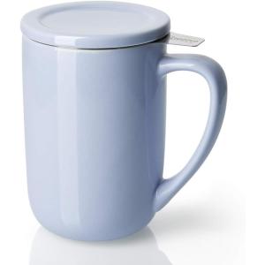 imageSweese 16 OZ Porcelain Tea Mug with Infuser and Lid Loose Leaf Tea Cup Gifts for Tea Lover TurquoiseLilac