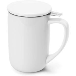 imageSweese 16 OZ Porcelain Tea Mug with Infuser and Lid Loose Leaf Tea Cup Gifts for Tea Lover TurquoiseWhite
