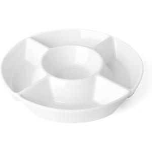 imageSweese Chip ampamp Dip Serving Set Porcelain Divided Serving Platter Relish Tray Perfect for Chips and Dip Veggies Candy and Snacks WhiteWhite