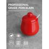 imageSweese 12 Ounce Porcelain Sugar Bowl Sugar Canister with Spoon and Lid for Home and Kitchen Red  481104
