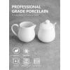 imageSweese 12 Ounce Porcelain Sugar and Creamer Set Coffee Serving Set 3 Piece with Cream Pitcher Sugar Bowl with Lid and Spoon White  480101