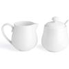 imageSweese 12 Ounce Porcelain Sugar and Creamer Set Coffee Serving Set 3 Piece with Cream Pitcher Sugar Bowl with Lid and Spoon White  480101