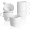 imageSweese Porcelain Cappuccino Cups  Stackable Coffee Cups  6 Ounce for Specialty Coffee Drinks Cappuccino Mocha and Tea  Set of 6 White38 Inch