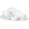 imageSweese 18Piece Dinnerware Sets for 6 Porcelain Plates and Bowls Set Scratch Resistant Dishes Microwave and Oven Safe Dishware Snow WhiteSnow White