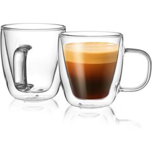 imageSweese 5oz Double Wall Glass Espresso Cups Set of 2 Espresso Shot Cups Perfect for Cappuccino Latte Tea