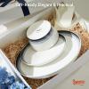 imageSweese 12 Piece Dinnerware Sets for 4  Porcelain Plates and Bowls Set  Scratch Resistant Dishwasher and Oven Safe Round Dinner Sets  Dish Sets White and Blue Gradient