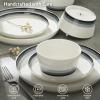 imageSweese 12 Piece Dinnerware Sets for 4  Porcelain Plates and Bowls Set  Scratch Resistant Dishwasher and Oven Safe Round Dinner Sets  Dish Sets White and Blue Gradient