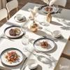 imageSweese 12 Piece Dinnerware Sets for 4  Porcelain Plates and Bowls Set  Scratch Resistant Dishwasher and Oven Safe Round Dinner Sets  Dish Sets White and Blue Gradient