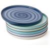 imageSweese 78 Inch Porcelain Dessert Plates Set of 6  Gradient Salad Plates Microwave ampamp Dishwasher Safe ScratchResistant Elegant HighEdge Design for Appetizers Cakes Pasta  NeutralCool Assorted Colors