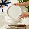 imageSweese 78 Inch Porcelain Dessert Plates Set of 6  Gradient Salad Plates Microwave ampamp Dishwasher Safe ScratchResistant Elegant HighEdge Design for Appetizers Cakes Pasta  NeutralWhite