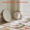 imageSweese Plates and Bowls Set Porcelain Dinnerware Sets for 6 18 Pieces Handcrafted Glaze Dishes Chip and Scratch Resistant Microwave Oven ampamp Dishwasher Safe Dishwasher Safe White ampamp Pink 