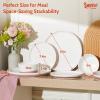 imageSweese Plates and Bowls Set Porcelain Dinnerware Sets for 6 18 Pieces Handcrafted Glaze Dishes Chip and Scratch Resistant Microwave Oven ampamp Dishwasher Safe Dishwasher Safe White ampamp Pink 