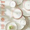 imageSweese Plates and Bowls Set Porcelain Dinnerware Sets for 6 18 Pieces Handcrafted Glaze Dishes Chip and Scratch Resistant Microwave Oven ampamp Dishwasher Safe Dishwasher Safe White ampamp Pink 