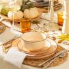 imageSweese Plates and Bowls Sets 18 Piece Dinnerware Set Porcelain Round Dinner Set for 6 Scratch Resistant Dishes Set Dishwasher and Oven Microwave Safe Handpainted Swirl Dishware Sets Assorted GreenNeutral Colors