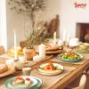 imageSweese Plates and Bowls Sets 18 Piece Dinnerware Set Porcelain Round Dinner Set for 6 Scratch Resistant Dishes Set Dishwasher and Oven Microwave Safe Handpainted Swirl Dishware Sets Assorted GreenAssorted Green Colors