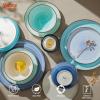 imageSweese Plates and Bowls Sets 18 Piece Dinnerware Set Porcelain Round Dinner Set for 6 Scratch Resistant Dishes Set Dishwasher and Oven Microwave Safe Handpainted Swirl Dishware Sets Assorted GreenAssorted Blue Colors