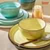 imageSweese Plates and Bowls Sets 18 Piece Dinnerware Set Porcelain Round Dinner Set for 6 Scratch Resistant Dishes Set Dishwasher and Oven Microwave Safe Handpainted Swirl Dishware Sets Assorted GreenAssorted Green Colors