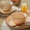 imageSweese Plates and Bowls Sets 18 Piece Dinnerware Set Porcelain Round Dinner Set for 6 Scratch Resistant Dishes Set Dishwasher and Oven Microwave Safe Handpainted Swirl Dishware Sets Assorted GreenNeutral Colors