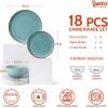 imageSweese Porcelain Dinnerware Sets Service for 618 pcs Handcrafted Glaze Plates and Bowls Sets Modern Shape Embossed Dinner Set Scratch Resistant Dishwasher Safe Ceramic Dish Set Gradient Blue