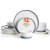 imageSweese 12 Piece Dinnerware Sets for 4  Porcelain Plates and Bowls Set  Scratch Resistant Dishwasher and Oven Safe Round Dinner Sets  Dish Sets White and Blue Gradient