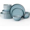 imageSweese Porcelain Dinnerware Sets Service for 618 pcs Handcrafted Glaze Plates and Bowls Sets Modern Shape Embossed Dinner Set Scratch Resistant Dishwasher Safe Ceramic Dish Set Gradient Blue