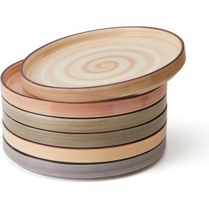 imageSweese 78 Inch Porcelain Dessert Plates Set of 6  Gradient Salad Plates Microwave ampamp Dishwasher Safe ScratchResistant Elegant HighEdge Design for Appetizers Cakes Pasta  NeutralNeutral