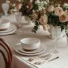 imageSweese Porcelain Dinnerware Sets for 4 12 Pieces Handcrafted Embossed Plates and Bowls Set with Rustic Terracotta Underside Scratch Resistant Dishes Set Dishwasher ampamp Microwave Safe White