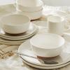 imageSweese Porcelain Dinnerware Sets for 4 12 Pieces Handcrafted Embossed Plates and Bowls Set with Rustic Terracotta Underside Scratch Resistant Dishes Set Dishwasher ampamp Microwave Safe White