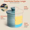 imageSweese HandPainted Butter Crock with Water  French Butter Keeper Crock with Lid for Countertop Artistic Design Dishwasher ampamp Microwave Safe GiftReadyLight GreyDark Blue