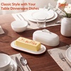 image:imageSweese Ceramic Butter Dish with Lid Small 6 White Butter Dish with EasyLift Handle Microwave amp Dishwasher Safe Butter Tray Container for CountertopBrown