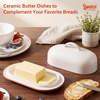 image:imageSweese Ceramic Butter Dish with Lid Small 6 White Butter Dish with EasyLift Handle Microwave amp Dishwasher Safe Butter Tray Container for CountertopBrown