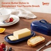 image:imageSweese Ceramic Butter Dish with Lid Small 6 White Butter Dish with EasyLift Handle Microwave amp Dishwasher Safe Butter Tray Container for CountertopNavy