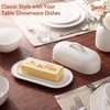 image:imageSweese Ceramic Butter Dish with Lid Small 6 White Butter Dish with EasyLift Handle Microwave amp Dishwasher Safe Butter Tray Container for CountertopWhite