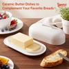 image:imageSweese Ceramic Butter Dish with Lid Small 6 White Butter Dish with EasyLift Handle Microwave amp Dishwasher Safe Butter Tray Container for CountertopWhite