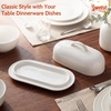 image:imageSweese Ceramic Butter Dish with Lid Small 6 White Butter Dish with EasyLift Handle Microwave amp Dishwasher Safe Butter Tray Container for CountertopWhite