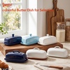 image:imageSweese Ceramic Butter Dish with Lid Small 6 White Butter Dish with EasyLift Handle Microwave amp Dishwasher Safe Butter Tray Container for CountertopWhite